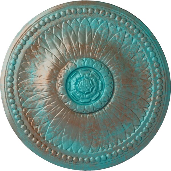 Ekena Millwork Bailey Ceiling Medallion (Fits Canopies up to 4"), 18 1/8"OD x 3/4"P, Copper Green Patina CM19BICGS - main